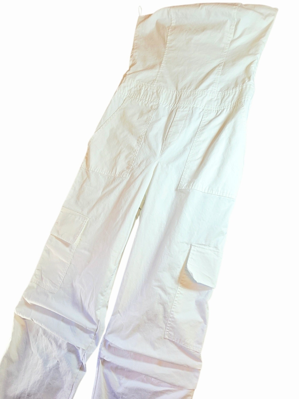 Zara White Strapless Wide-Leg Cargo Jumpsuit Womens Med - Picture 3 of 16